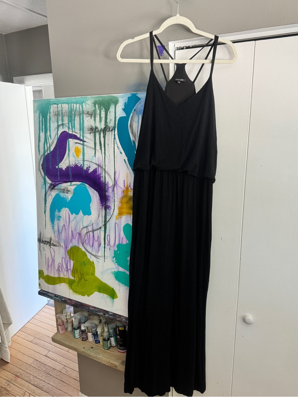 Paper Moon Black Strappy Back Maxi Dress Lined Size XXL - Picture 10 of 12
